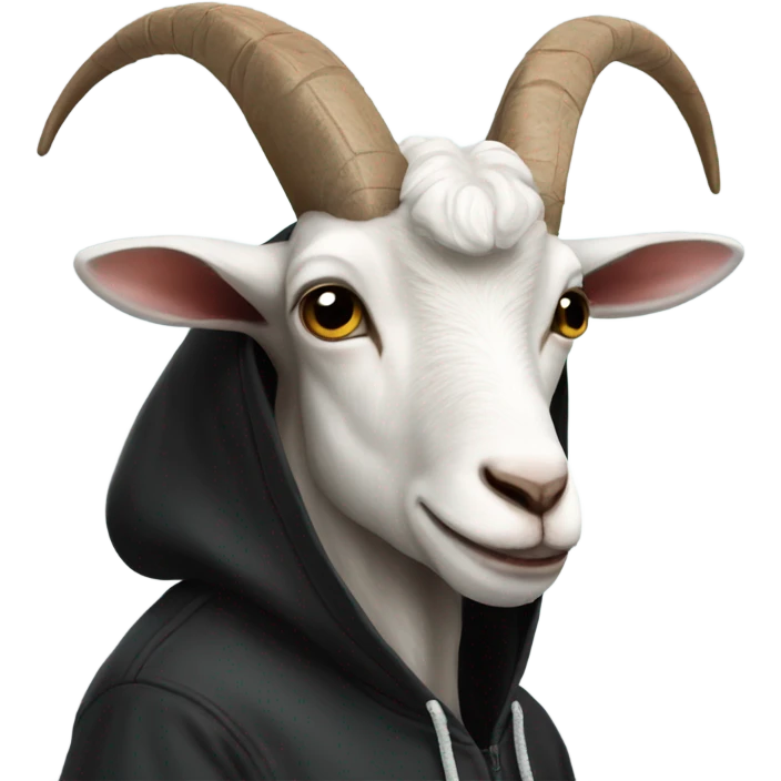 Goat with a big brain wearing black hoodie  emoji