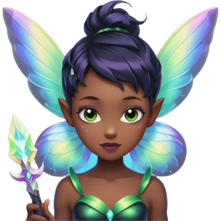 Black pixie fairy with knife emoji