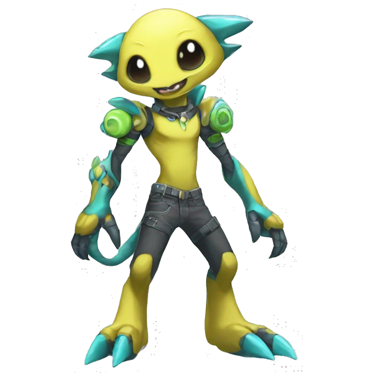 cute cool edgy colorful ethereal alien punk Digimon-Fakemon-animal full body emoji
