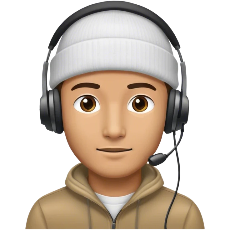 man with headset and beanie invisible background emoji