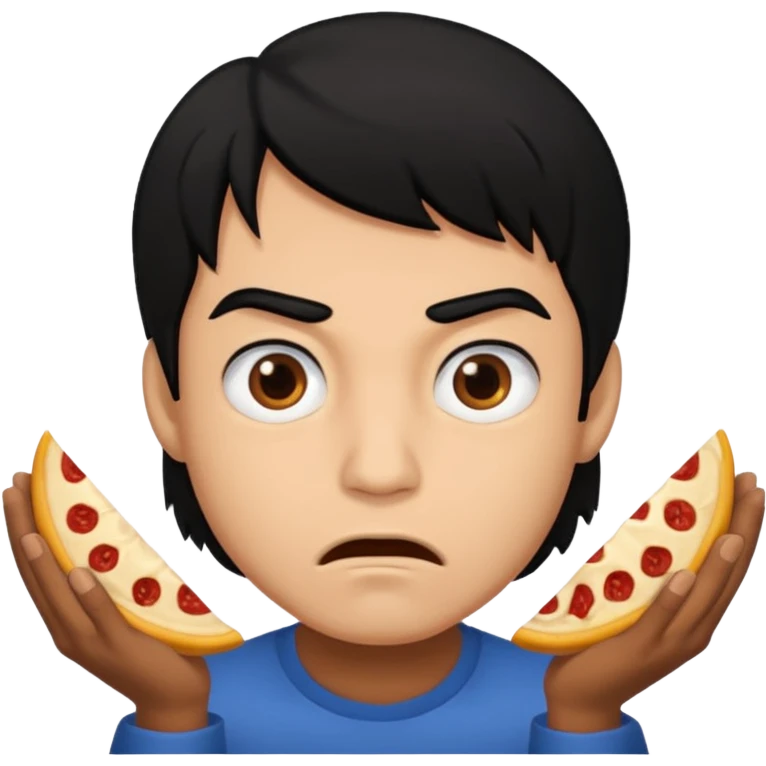 mach mir eine sportliche person mit schwarzen haaren die gerade offensichtlich heißhunger hat. Sie soll määnlich sein emoji