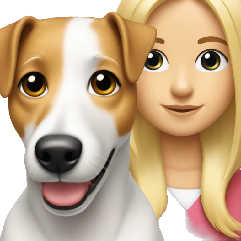 Jack Russell with a blonde girl emoji