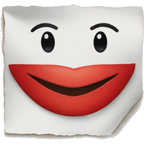 A scrap of paper with a red lips mark emoji