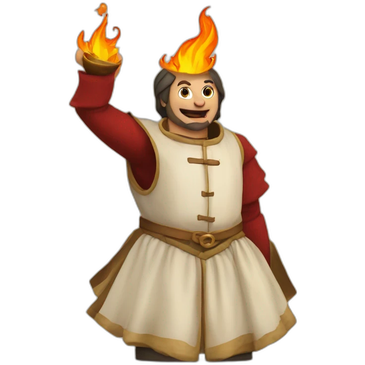 medieval fire eater acting for audience, torso, without the audience emoji