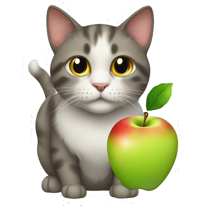 cat with apple emoji