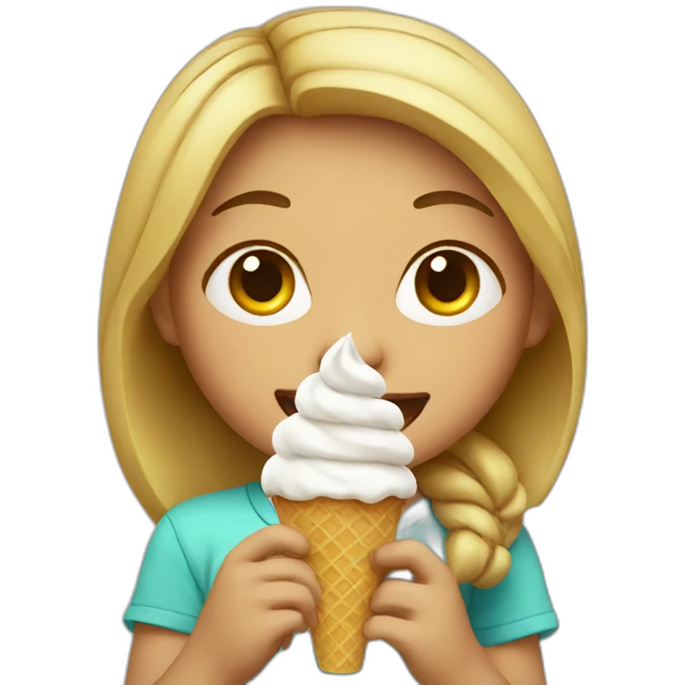Girl eating icecream emoji