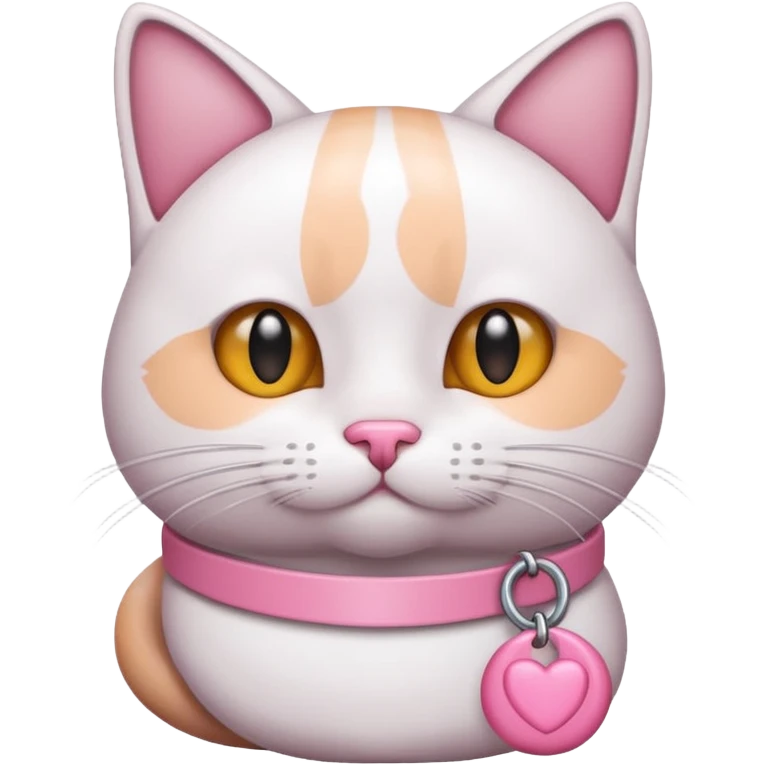 Un gato blanco con un listón rosa emoji