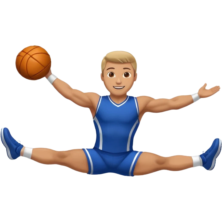 A male cheerleader doing a one man stunt emoji