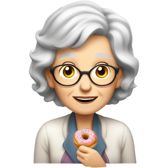 white old lady eating donut  emoji