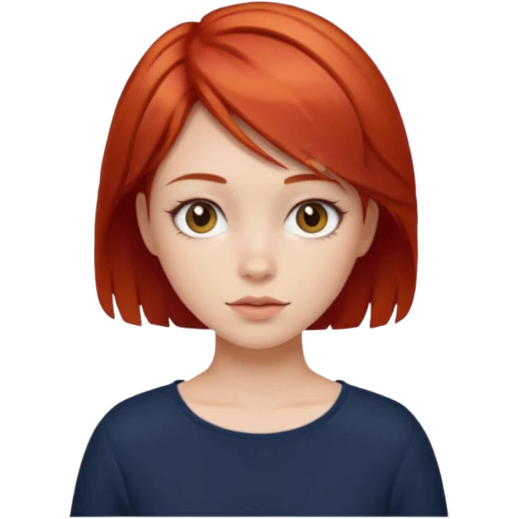 girl , short layer red hair emoji