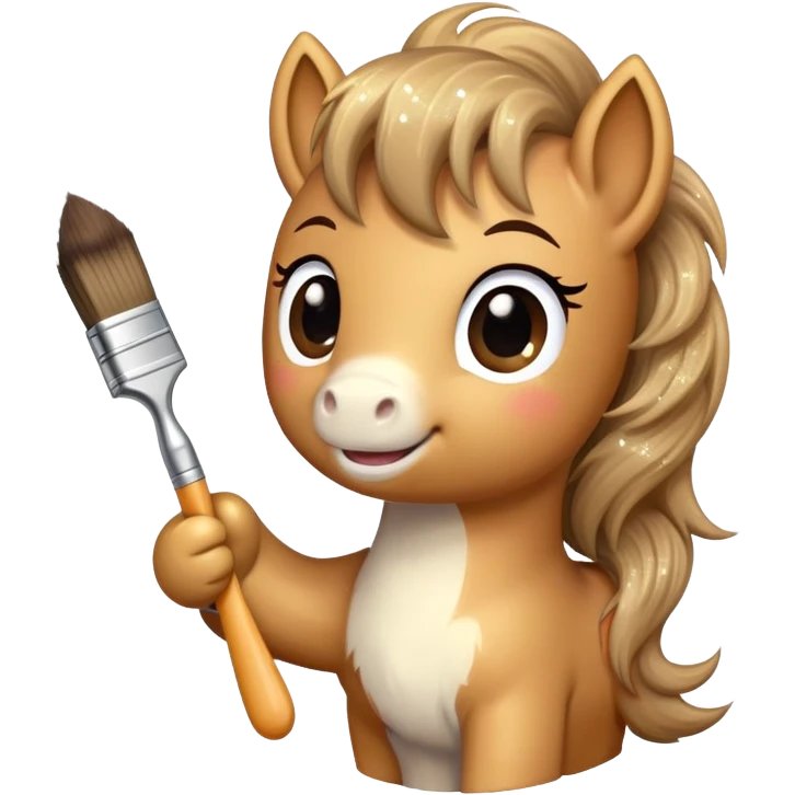 happy pony with a brush and sparkles emoji
