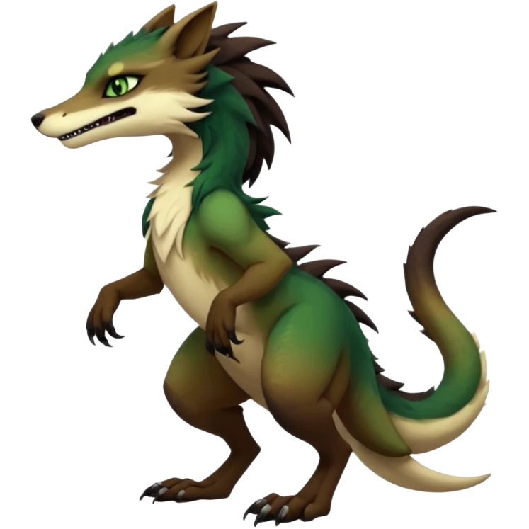 Brown and beige badass elegant wild beautiful natural cute badass epic exotic anthro modern furry 2-legged sergal-vernid-creature, full body, dark-brown-black-gradient pretty hair, green eyes, aesthetic, art by LiLaiRa, art by art by Falvie emoji