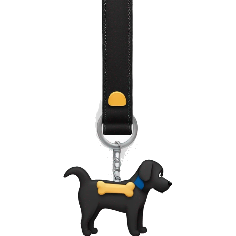 black dog collar with bone shaped tag emoji