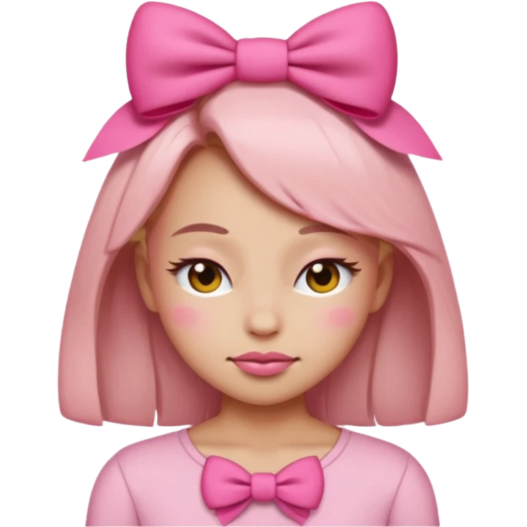 sassy girly emoji with pink bow, closed eyes, confident smirk



 emoji