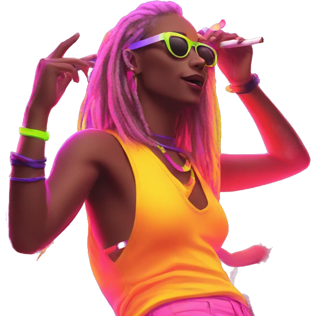 Rave party dancing neon smoking emoji