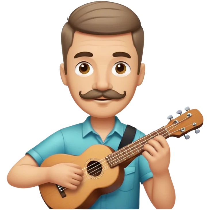 White Man with mustache and fade haircut playing ukulele emoji