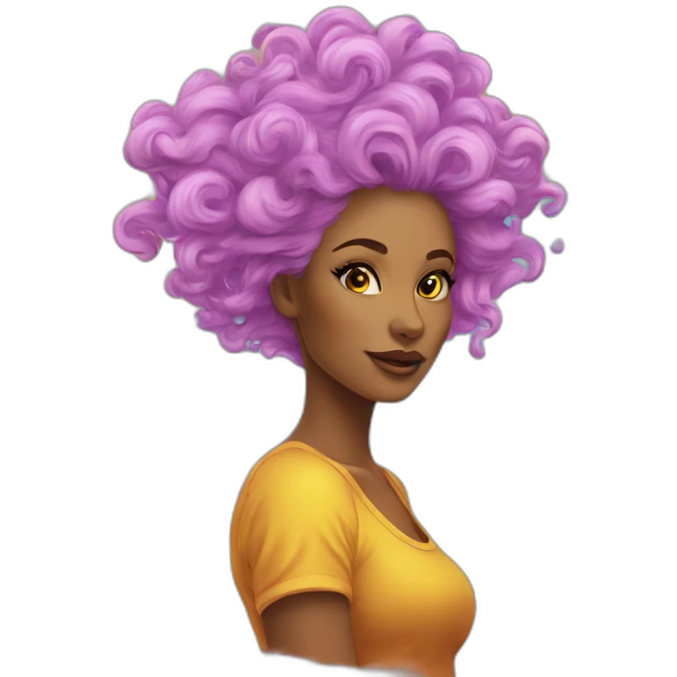 1milf, rainbow hair, Gold eyes, colorful, autumn, cumulonimbus clouds on derrière Print emoji