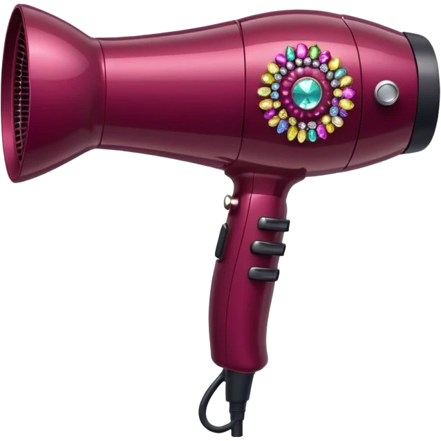 burgundy blow dryer covered in gems emoji