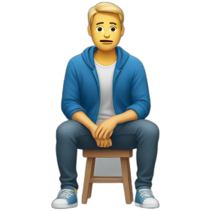 A man sitting with pain on knees emoji