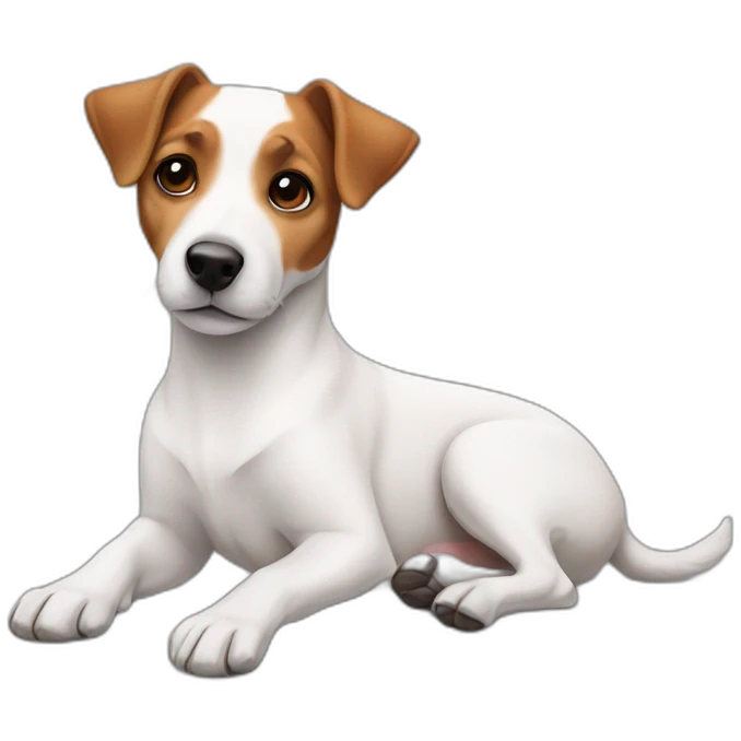 dog Jack Russell Terrier laying with crossed legs emoji