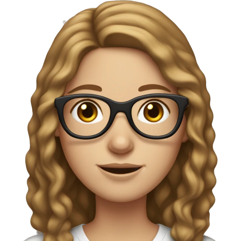 wavy brown-hair white girl with macbook wearing glasses with middle parted hair, otherwise identical to this one  emoji