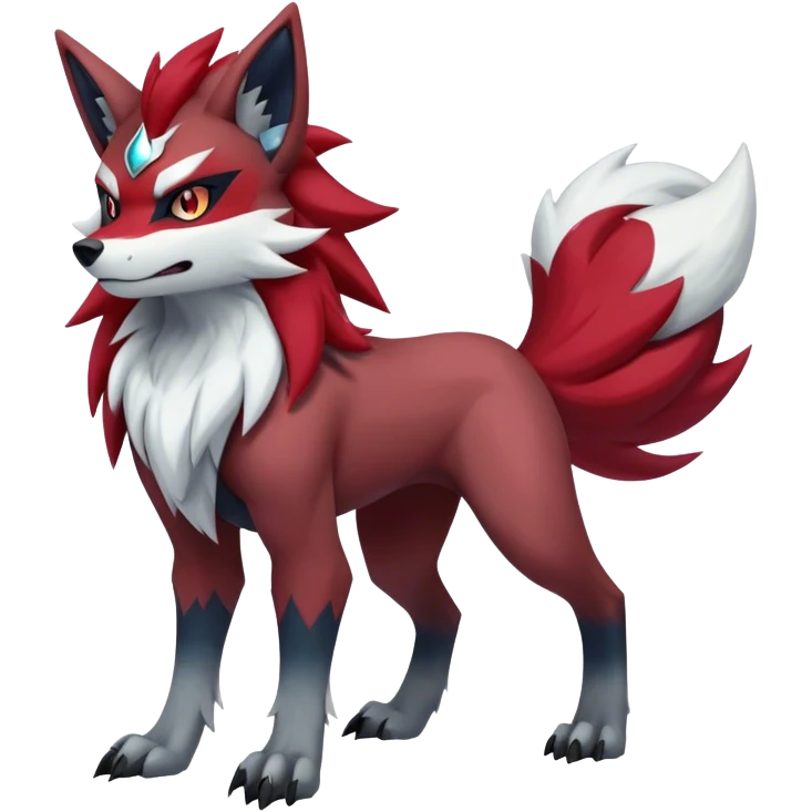 Zoroark-Lycanroc (midnight form)-hybrid full body emoji