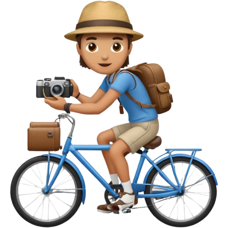 tourist on a bicycle with a camera emoji
