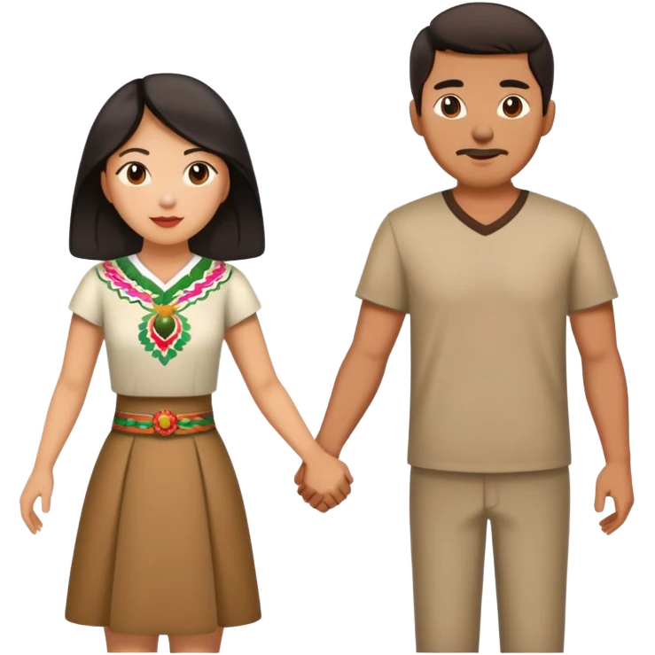 mexican guy and asian girl hold hands emoji