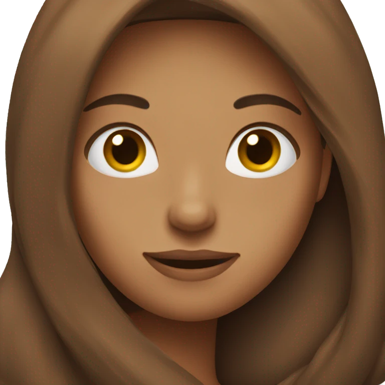 Woman with long brown hair hug emoji