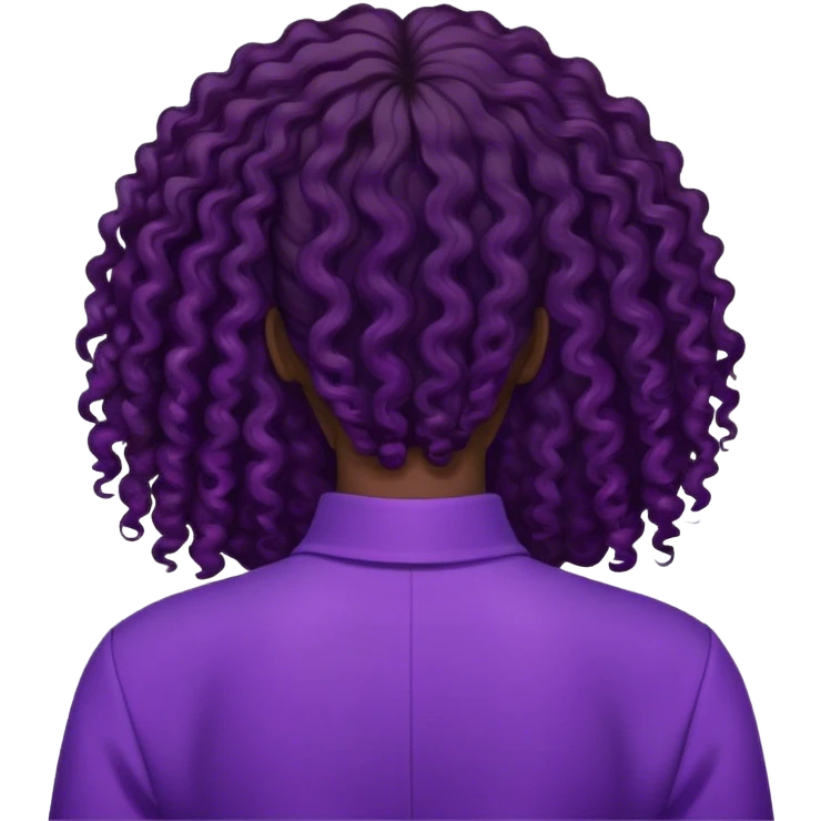 Black long curly hair lady with purple clothes from the back emoji