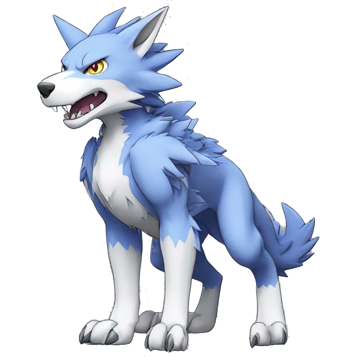  Cool Edgy Digimon-Fakemon-Garurumon-Loogamon-Dorulumon-Wolf full body emoji