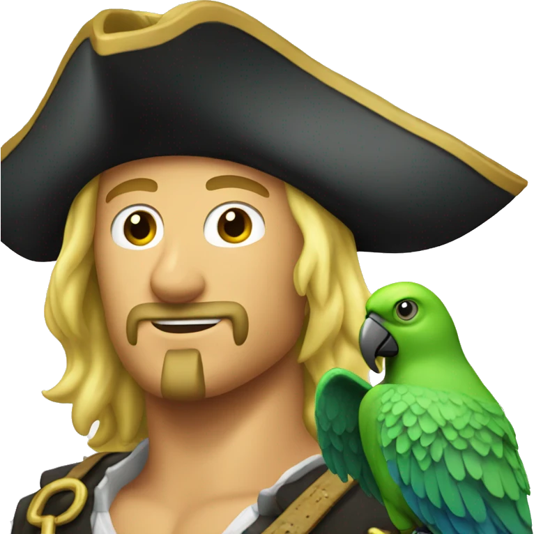 Blond Pirate with parrot on his shoulder emoji