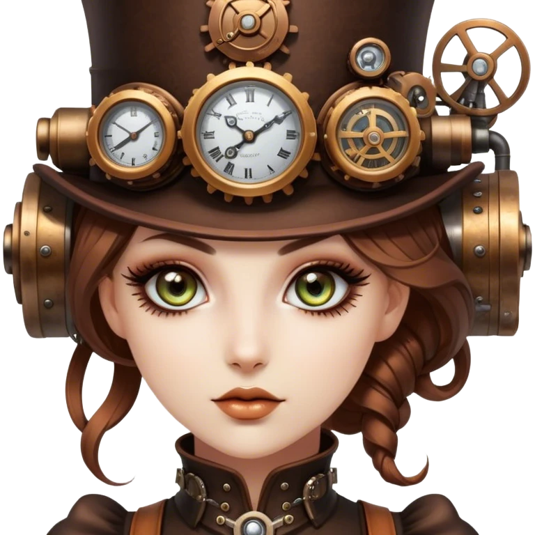 Beautiful Steampunk style woman with large glistening eyes emoji