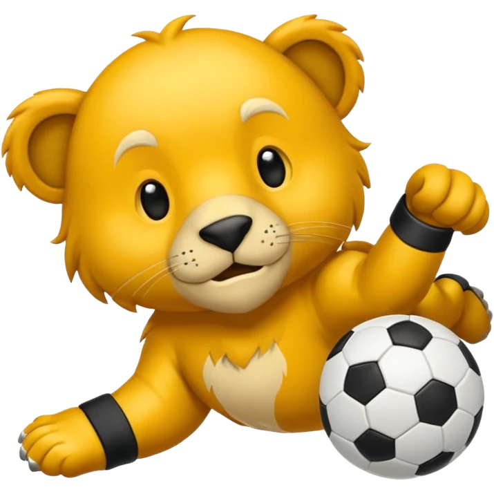 Ein Löwe mit einem fußball emoji