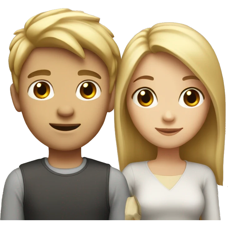 boy with blonde hair tall and girl with brown hair short  emoji