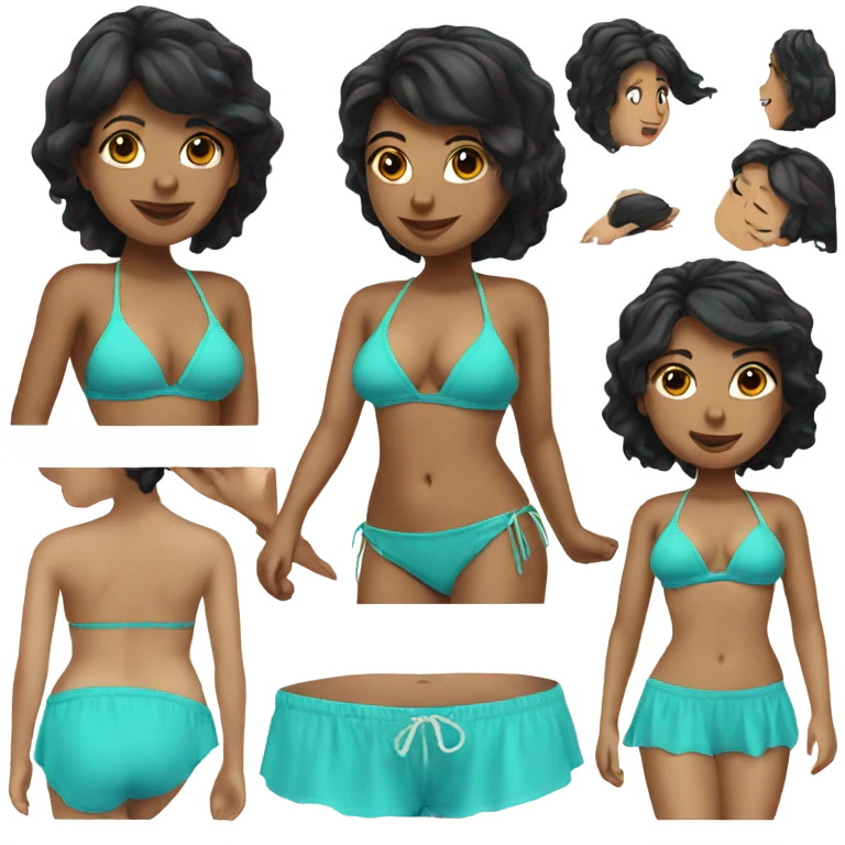 Bikini girl with black hair emoji