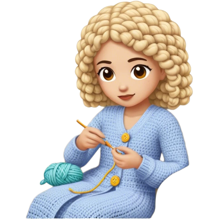 Girl who is crocheting on a sofa  emoji