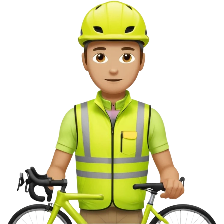 Cyclist with hi-vis vest, while cycling emoji