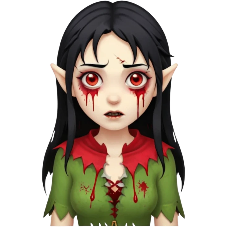 woman elves zombie with black hair emoji