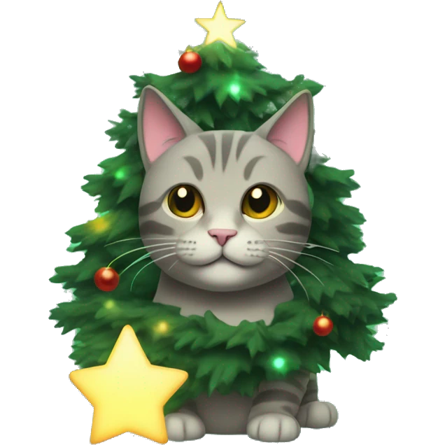 Cat with Christmas tree glowing in the dark  emoji
