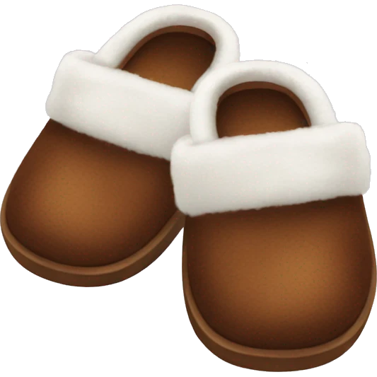 Brown pair of slippers with white fur emoji