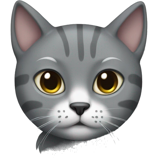 Grey cat with a solid grey face and white patch on chest  emoji