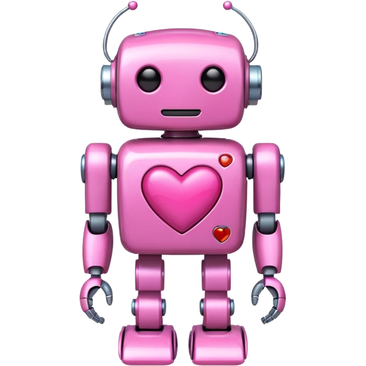 pink robot with pink heart emoji