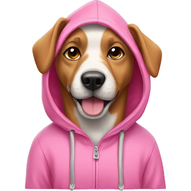 Dog wearing a pink hoodie emoji