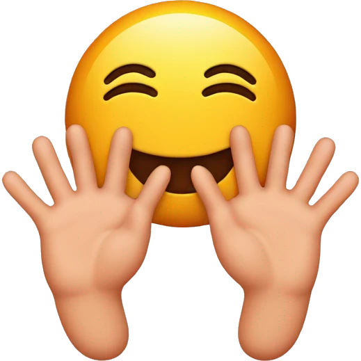 Blushing emoji with hands on it’s face and feet behind it emoji