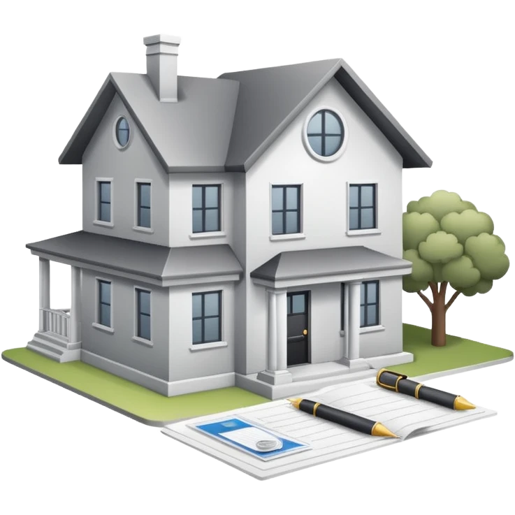 casa moderna blanca con gris con tramites legales emoji