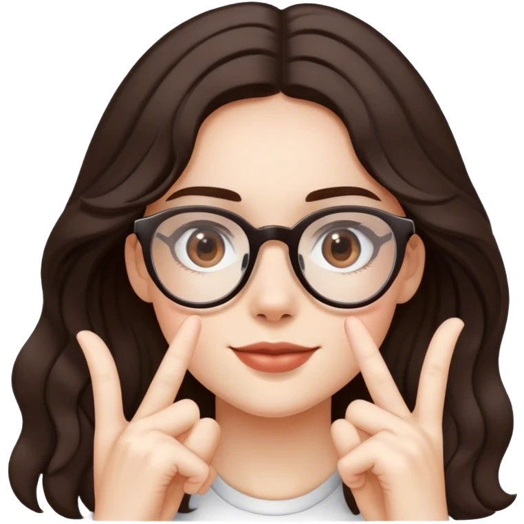 chica con el cabello marrón oscuro semi ondulado y lentes muy delgados haciendo un like  emoji