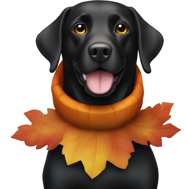 Full size Black Labrador dog in a turkey costume emoji