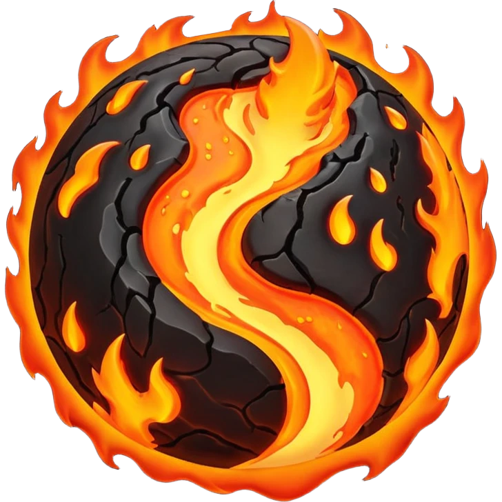 planet, surface covered with lava fire emoji