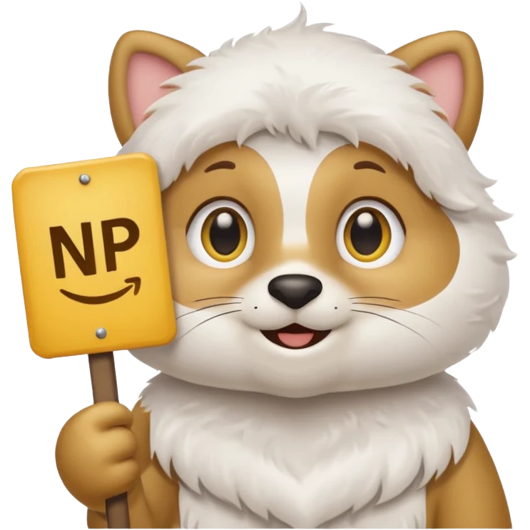 Spud McKenzie holding a sign that says "NP" emoji